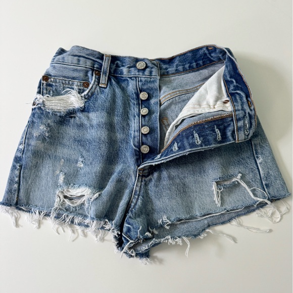 Agolde Distressed Jean Shorts Size 24 - Picture 3 of 12